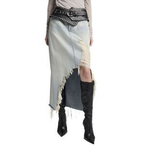 7 for All Mankind Womens Denim Midi Skirt 30 Peaches - NWT $198